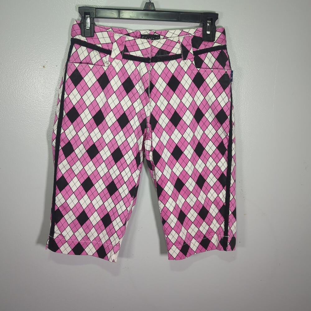 Titania Y2K Argyle Golf Shorts Pink Black Preppy Aesthetic Size 0